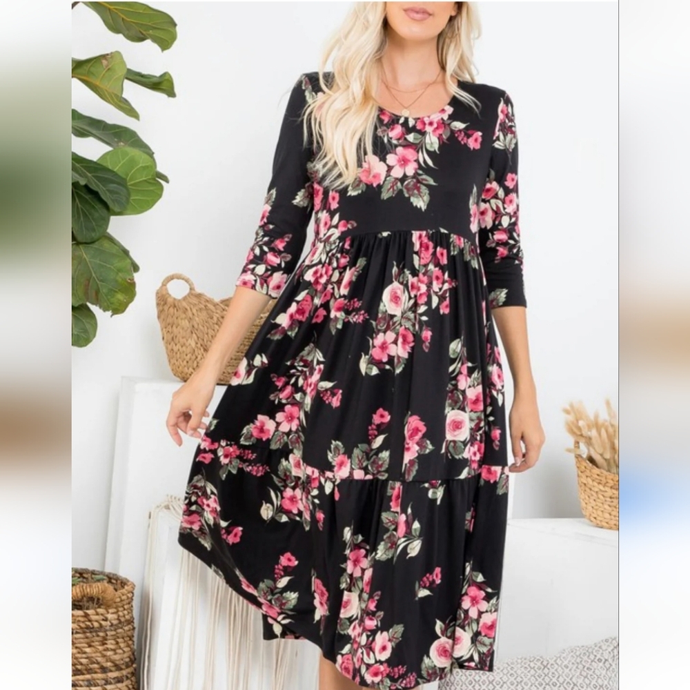 FLORAL MIDI DRESS SIZE L